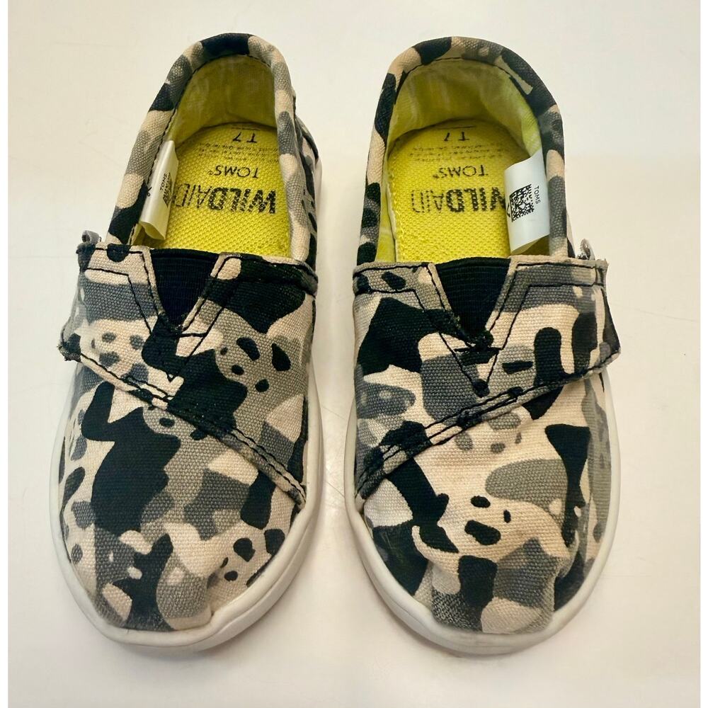 TOMS x WildAid Toddler Panda Camo Slip-On Shoes - Size T7 - Limited Edition